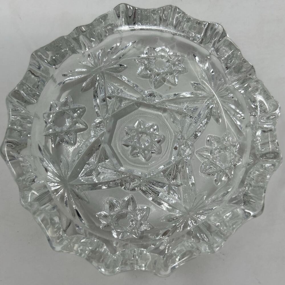Vintage Clear Cut Glass Ashtrays Set of‎ 4 Star of David
